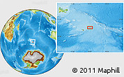 Physical Location Map of the area around 52° 38' 10" S, 74° 52' 30" E