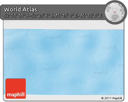 Shaded Relief 3D Map of the Area around 52° 38' 10" S, 75° 43' 29" E