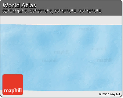 Shaded Relief 3D Map of the Area around 52° 38' 10" S, 75° 43' 29" E