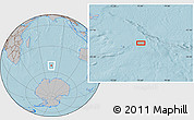 Gray Location Map of the area around 52° 38' 10" S, 75° 43' 29" E, hill shading