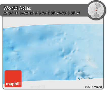 Physical 3D Map of the Area around 52° 38' 10" S, 75° 34' 29" W