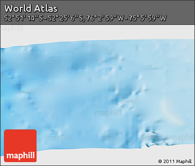Physical 3D Map of the Area around 52° 38' 10" S, 75° 34' 29" W