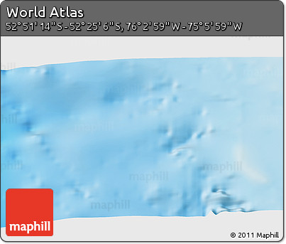 Physical 3D Map of the Area around 52° 38' 10" S, 75° 34' 29" W