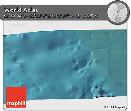 Satellite 3D Map of the Area around 52° 38' 10" S, 75° 34' 29" W