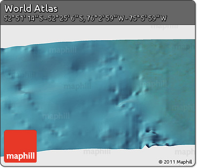 Satellite 3D Map of the Area around 52° 38' 10" S, 75° 34' 29" W