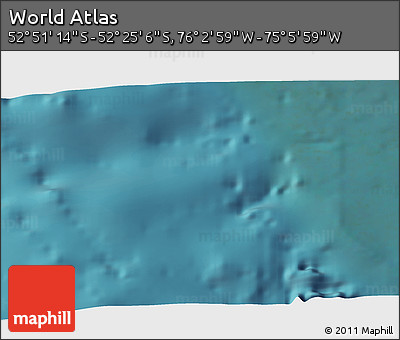 Satellite 3D Map of the Area around 52° 38' 10" S, 75° 34' 29" W