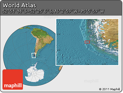 Satellite Location Map of the Area around 52° 38' 10" S, 75° 34' 29" W