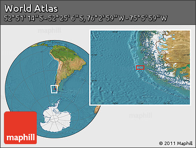 Satellite Location Map of the Area around 52° 38' 10" S, 75° 34' 29" W