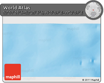 Shaded Relief 3D Map of the Area around 52° 38' 10" S, 76° 34' 29" E