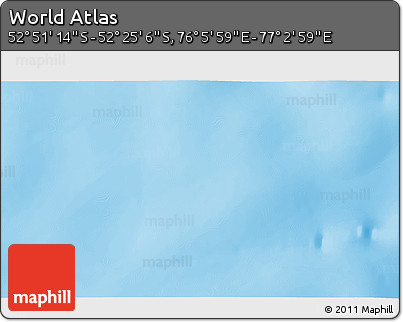 Shaded Relief 3D Map of the Area around 52° 38' 10" S, 76° 34' 29" E