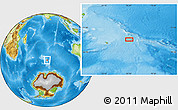 Physical Location Map of the area around 52° 38' 10" S, 76° 34' 29" E