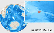 Shaded Relief Location Map of the area around 52° 38' 10" S, 76° 34' 29" E
