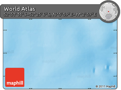 Physical Map of the Area around 52° 38' 10" S, 76° 34' 29" E