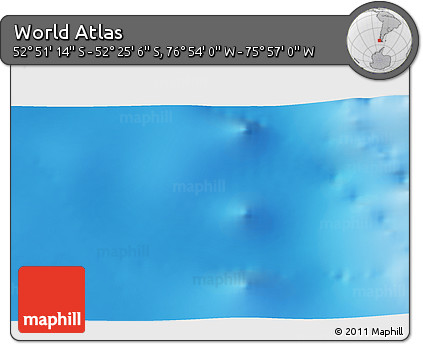 Shaded Relief 3D Map of the Area around 52° 38' 10" S, 76° 25' 30" W