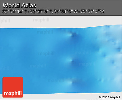 Shaded Relief 3D Map of the Area around 52° 38' 10" S, 76° 25' 30" W