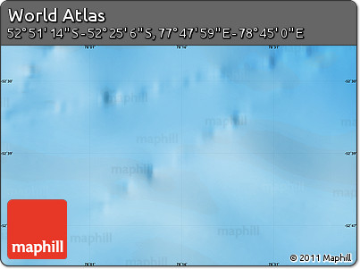 Physical Map of the Area around 52° 38' 10" S, 78° 16' 30" E
