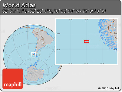 Gray Location Map of the Area around 52° 38' 10" S, 78° 7' 30" W