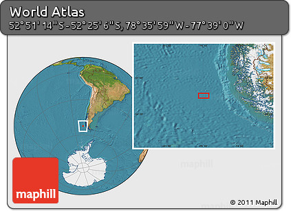 Satellite Location Map of the Area around 52° 38' 10" S, 78° 7' 30" W