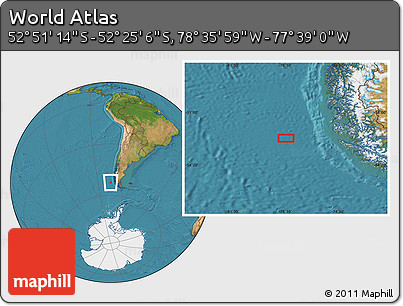 Satellite Location Map of the Area around 52° 38' 10" S, 78° 7' 30" W