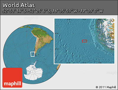 Satellite Location Map of the Area around 52° 38' 10" S, 78° 7' 30" W