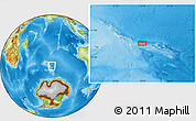 Physical Location Map of the area around 52° 38' 10" S, 79° 7' 30" E