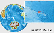 Physical Location Map of the area around 52° 38' 10" S, 79° 58' 29" E