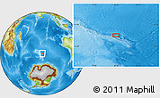 Physical Location Map of the area around 52° 38' 10" S, 80° 49' 29" E