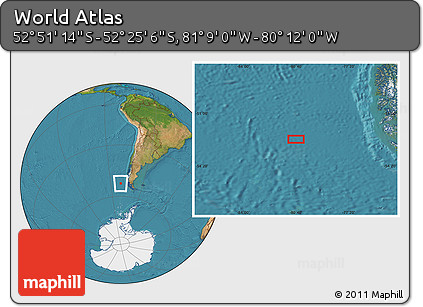 Satellite Location Map of the Area around 52° 38' 10" S, 80° 40' 30" W
