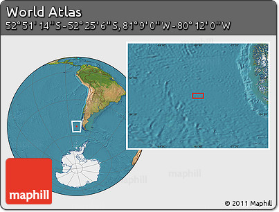 Satellite Location Map of the Area around 52° 38' 10" S, 80° 40' 30" W