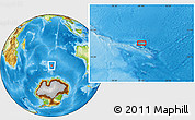 Physical Location Map of the area around 52° 38' 10" S, 81° 40' 30" E