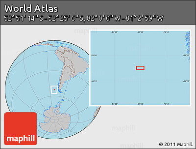 Gray Location Map of the Area around 52° 38' 10" S, 81° 31' 30" W