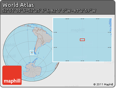 Gray Location Map of the Area around 52° 38' 10" S, 81° 31' 30" W
