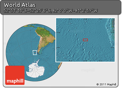 Satellite Location Map of the Area around 52° 38' 10" S, 81° 31' 30" W
