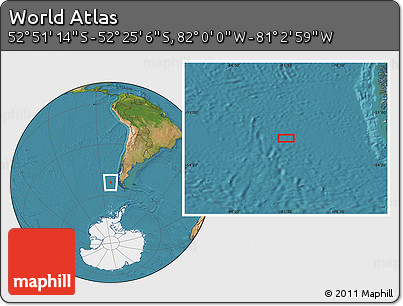 Satellite Location Map of the Area around 52° 38' 10" S, 81° 31' 30" W