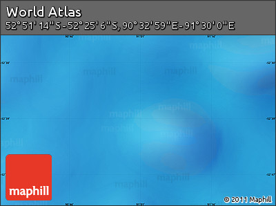 Physical Map of the Area around 52° 38' 10" S, 91° 1' 30" E