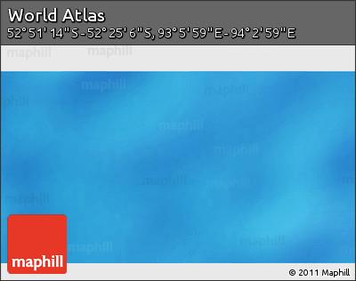 Physical 3D Map of the Area around 52° 38' 10" S, 93° 34' 29" E