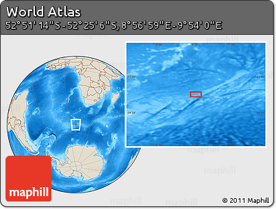 Shaded Relief Location Map of the Area around 52° 38' 10" S, 9° 25' 30" E