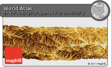 Physical Panoramic Map of the Area around 53° 17' 0" N, 100° 22' 30" E