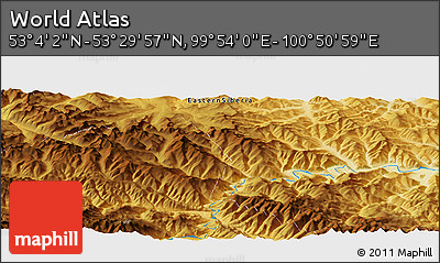 Physical Panoramic Map of the Area around 53° 17' 0" N, 100° 22' 30" E