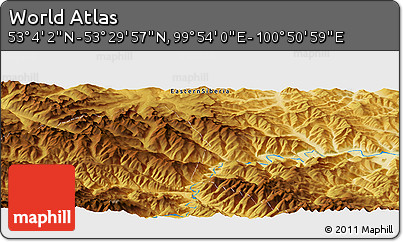 Physical Panoramic Map of the Area around 53° 17' 0" N, 100° 22' 30" E