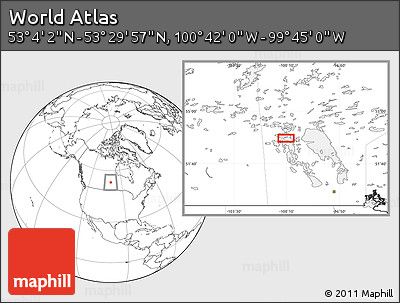 Blank Location Map of the Area around 53° 17' 0" N, 100° 13' 29" W