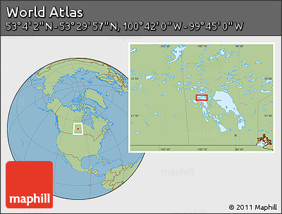 Savanna Style Location Map of the Area around 53° 17' 0" N, 100° 13' 29" W