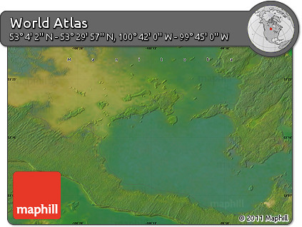 Satellite Map of the Area around 53° 17' 0" N, 100° 13' 29" W