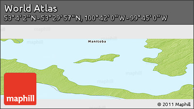 Physical Panoramic Map of the Area around 53° 17' 0" N, 100° 13' 29" W