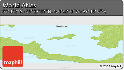 Physical Panoramic Map of the Area around 53° 17' 0" N, 100° 13' 29" W