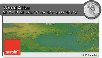 Satellite Panoramic Map of the Area around 53° 17' 0" N, 100° 13' 29" W