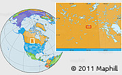 Political Location Map of the area around 53° 17' 0" N, 103° 37' 30" W