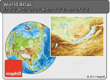 Physical Location Map of the Area around 53° 17' 0" N, 105° 28' 29" E