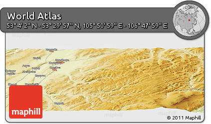 Physical Panoramic Map of the Area around 53° 17' 0" N, 106° 19' 29" E