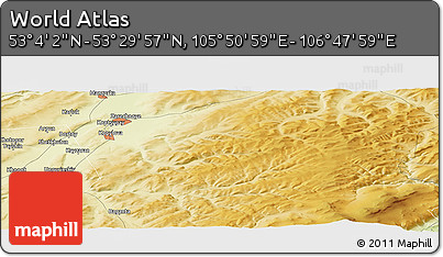 Physical Panoramic Map of the Area around 53° 17' 0" N, 106° 19' 29" E